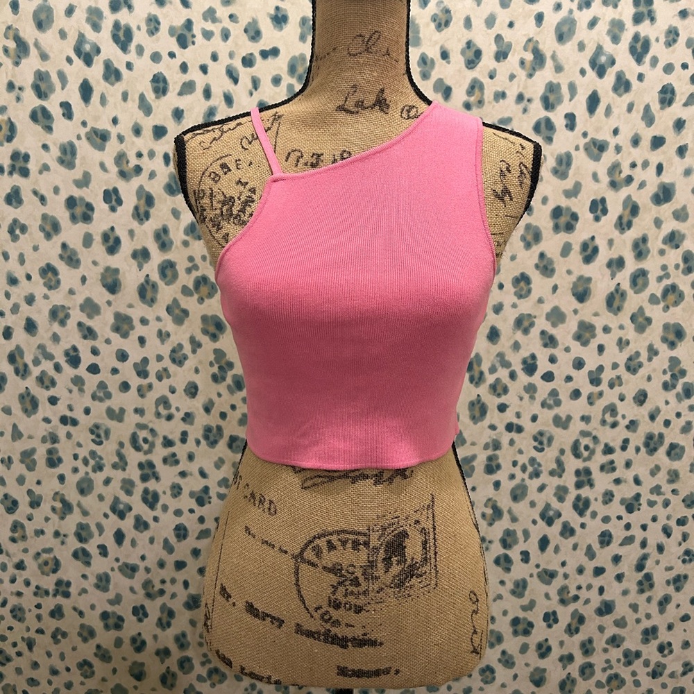 Pink Zara asymmetrical crop top. Brand new with tags.